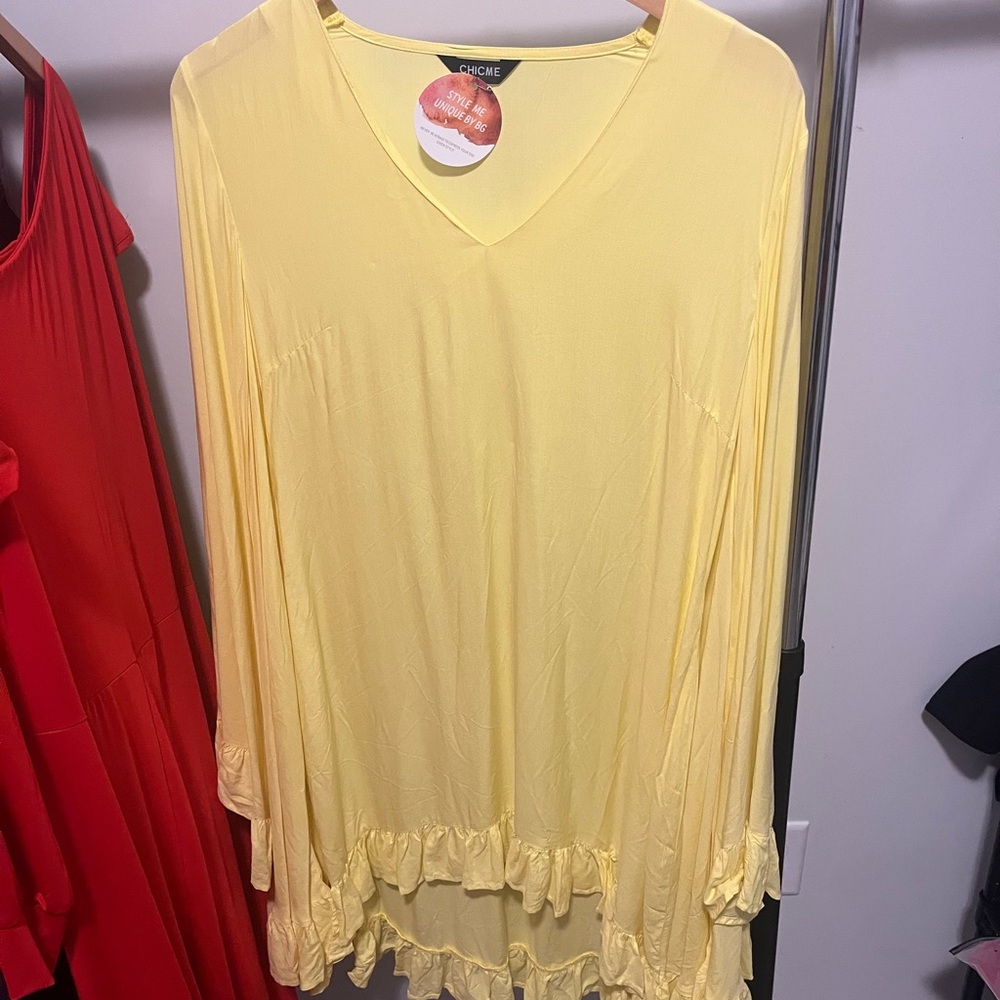 Ruche Women's Yellow V-Neck dress
